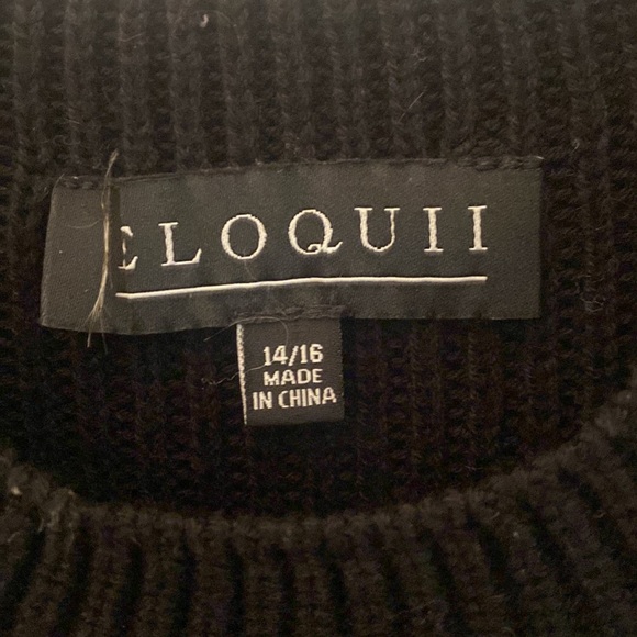 ELOQUII XL black knit sleeveless sheath tunic dress pockets knit side slits vest - Picture 3 of 10